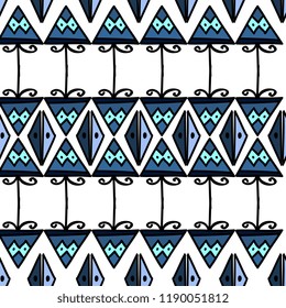 Ikat geometric pattern with tribal background vector texture. Seamless striped motif in Aztec symbol. Hand drawn ethnic with Indian, Scandinavian, Gypsy, Mexican, folk patterns for fashion print.