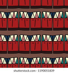 Ikat geometric pattern with tribal background vector texture. Seamless striped motif in Aztec symbol. Hand drawn ethnic with Indian, Scandinavian, Gypsy, Mexican, folk patterns for fashion print.