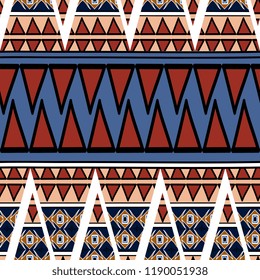 Ikat geometric pattern with tribal background vector texture. Seamless striped motif in Aztec symbol. Hand drawn ethnic with Indian, Scandinavian, Gypsy, Mexican, folk patterns for fashion print.