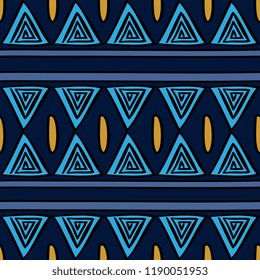 Ikat geometric pattern with tribal background vector texture. Seamless striped motif in Aztec symbol. Hand drawn ethnic with Indian, Scandinavian, Gypsy, Mexican, folk patterns for fashion print.