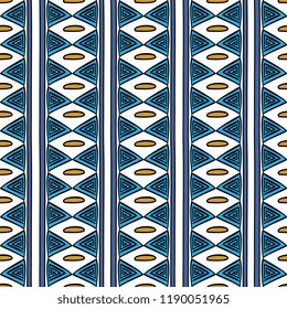 Ikat geometric pattern with tribal background vector texture. Seamless striped motif in Aztec symbol. Hand drawn ethnic with Indian, Scandinavian, Gypsy, Mexican, folk patterns for fashion print.