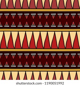 Ikat geometric pattern with tribal background vector texture. Seamless striped motif in Aztec symbol. Hand drawn ethnic with Indian, Scandinavian, Gypsy, Mexican, folk patterns for fashion print.