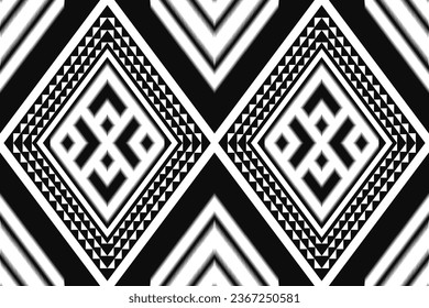 ika y patrón geométrico sin costuras. origen oriental étnico negro y blanco. Diseño de ilustración de estilo azteca para alfombras, papel pintado, ropa, envoltura, batik y tela.