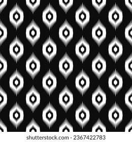 ikat and geometric seamless pattern. black and white ethnic oriental traditional background. Aztec style illustration design for carpet, wallpaper, clothing, wrapping, batik, and fabric.