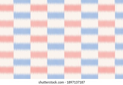 Ikat geometrisches nahtloses Muster im Stoffstil. Design für Teppich, Tapete, Kleidung, Umhüllung, Batik, Stoff, Vektorgrafik Stickereistil in Ethnic Themen.