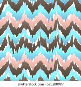 Ikat geometric seamless pattern. rose and blue colors collection. Indonesian textile fabric tie-dye technique inspiration. Rhombus and drop shapes. vector art