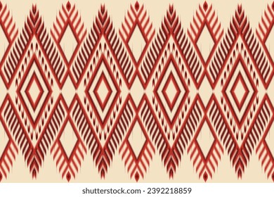 ikat geometric shapes seamless pattern Ethnic abstract ikat art with warn tone.