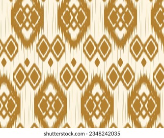 Ikat geometric textile. Seamless pattern by tribal ikat motifs. Ethnic handicraft pattern abstract vector. Ikat fabric traditional weaving style design for pillow, fabric, clothing, carpet, curtain.
