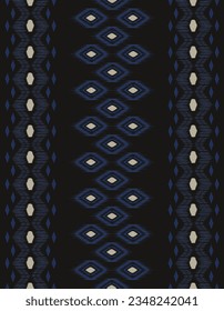 Ikat geometric textile. Seamless pattern by tribal ikat motifs. Ethnic handicraft pattern abstract vector. Ikat fabric traditional weaving style design for pillow, fabric, clothing, carpet, curtain.
