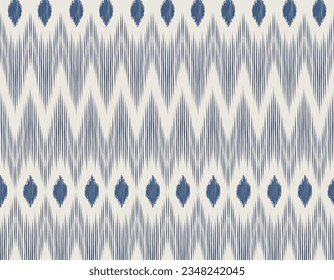 Ikat geometric textile. Seamless pattern by tribal ikat motifs. Ethnic handicraft pattern abstract vector. Ikat fabric traditional weaving style design for pillow, fabric, clothing, carpet, curtain.