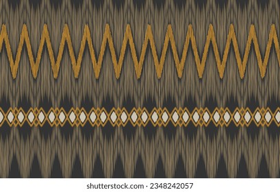 Ikat geometric textile. Seamless pattern by tribal ikat motifs. Ethnic handicraft pattern abstract vector. Ikat fabric traditional weaving style design for pillow, fabric, clothing, carpet, curtain.
