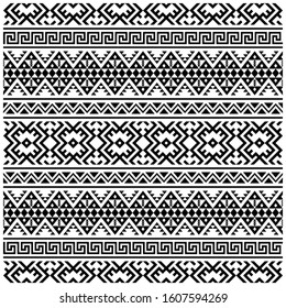 Ikat Geometric Tribal Aztec Pattern design vector. Illustration of Tribal Pattern design for background, border, or frame design 