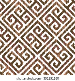 Ikat Greek Key Seamless Background Tile Pattern