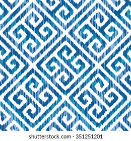Ikat Greek Key Seamless Background Tile Pattern