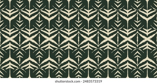 Ikat green beige tribal arrow fabric , Ethnicity botanical fashion colorful drawing beautiful textile ornamental ogee endless ornament seamless trendy endless pattern illustration stripe vector print 