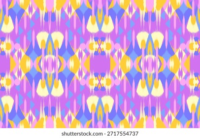 Ikat group seamless pattern. Seamless geometric pattern in tribal, folk embroidery. Design for carpet, wallpaper, clothing, wrapping, fabric, cover, textile. textile product. Using in fashion industry.