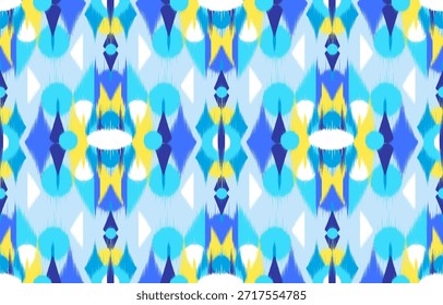 Ikat group seamless pattern. Seamless geometric pattern in tribal, folk embroidery. Design for carpet, wallpaper, clothing, wrapping, fabric, cover, textile. textile product. Using in fashion industry.