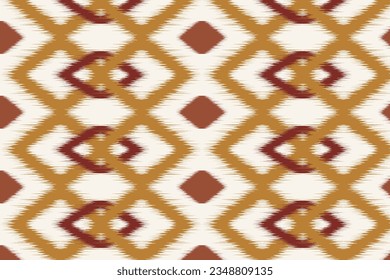 Ikat handicraft fabric textile. Seamless pattern by tribal ikat motifs. Ethnic handicraft abstract vector. Ikat fabric traditional weaving style design for pillow, fabric, clothing, carpet, curtain.