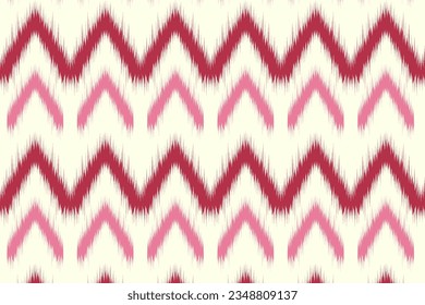 Ikat handicraft fabric textile. Seamless pattern by tribal ikat motifs. Ethnic handicraft abstract vector. Ikat fabric traditional weaving style design for pillow, fabric, clothing, carpet, curtain.