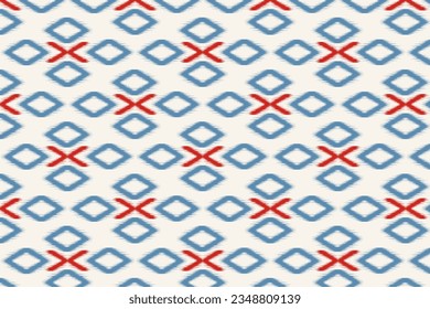 Ikat handicraft fabric textile. Seamless pattern by tribal ikat motifs. Ethnic handicraft abstract vector. Ikat fabric traditional weaving style design for pillow, fabric, clothing, carpet, curtain.