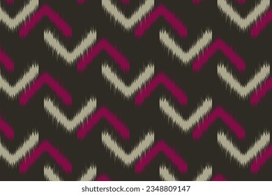 Ikat handicraft fabric textile. Seamless pattern by tribal ikat motifs. Ethnic handicraft abstract vector. Ikat fabric traditional weaving style design for pillow, fabric, clothing, carpet, curtain.