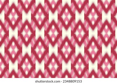 Ikat handicraft fabric textile. Seamless pattern by tribal ikat motifs. Ethnic handicraft abstract vector. Ikat fabric traditional weaving style design for pillow, fabric, clothing, carpet, curtain.