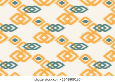 Ikat handicraft fabric textile. Seamless pattern by tribal ikat motifs. Ethnic handicraft abstract vector. Ikat fabric traditional weaving style design for pillow, fabric, clothing, carpet, curtain.