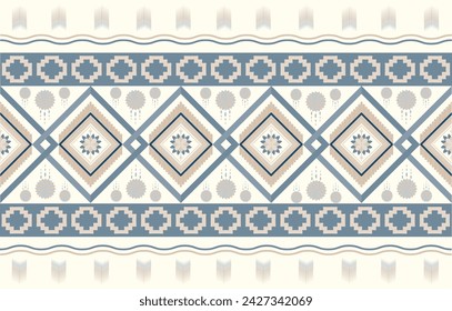 Ikat Hecho a mano bordea el hermoso arte pastel. Patrón sin costuras chevron navajo en bordado tribal, folk, arte geométrico azteca mexicano impresión ornamento. Diseño para alfombra, envoltura, tela, cubierta, textil