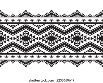 Ikat patrón horizontal sin costuras. Diseño de patrones étnicos geométricos. diseño de patrones de tela blanco-negro. ilustración vectorial.