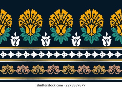 Ikat India ethnic seamless pattern design. Aztec fabric boho mandalas textile wallpaper. Tribal native motif carpet African American Indian traditional embroidery vector background 