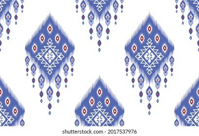 Ikat-indisches ethnisches Muster. Azteken Stoffteppich Mandala Ornament boho chevron Textil-Dekoration Tapete. Traditionelle Stickereien, Vektorgrafiken, Hintergrund. Geometrisches Design aus Teppichen