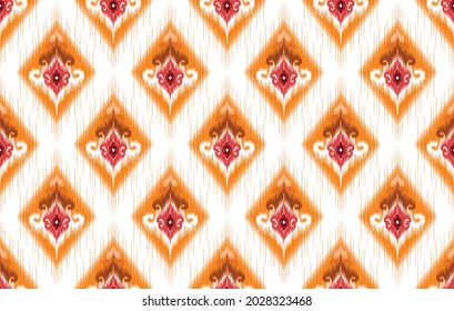 Ikat Patrón étnico indio. Moqueta de tela azteca mandala adorno boho chevron decoración textil papel de pared. Antecedentes de ilustraciones vectoriales orientales del bordado tradicional africano nativo tribal.