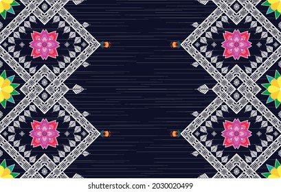 Ikat Indian ethnic pattern. Aztec fabric carpet mandala ornament boho chevron textile decoration wallpaper. Tribal oriental traditional embroidery vector illustrations background.