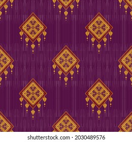 Ikat Indian ethnic pattern. Aztec fabric carpet mandala ornament boho chevron textile decoration wallpaper. Tribal turkey native traditional embroidery oriental vector illustrations background.