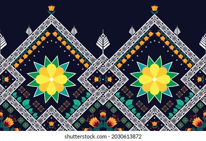 Ikat Indian ethnic pattern. Aztec fabric carpet mandala ornament boho chevron textile decoration wallpaper. Tribal oriental traditional embroidery vector illustrations background.