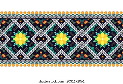 Ikat Indian ethnic pattern. Aztec fabric carpet mandala ornament boho chevron textile decoration wallpaper. Tribal oriental traditional embroidery vector illustrations background.