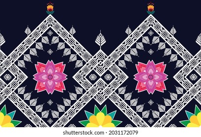 Ikat Indian ethnic pattern. Aztec fabric carpet mandala ornament boho chevron textile decoration wallpaper. Tribal oriental traditional embroidery vector illustrations background.