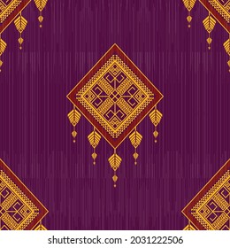 Ikat-indisches ethnisches Muster. Azteken Stoffteppich Mandala Ornament boho chevron Textil-Dekoration Tapete. Stammtisch-Truthahn, traditionell Stickereien, orientalische Vektorgrafiken Hintergrund.
