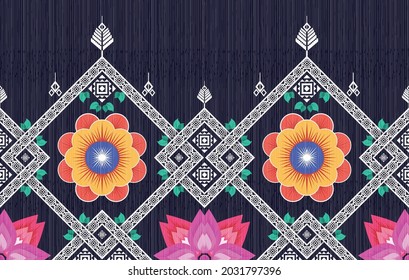 Ikat Patrón étnico indio. Moqueta de tela azteca mandala adorno boho chevron decoración textil papel de pared. Antecedentes de los vectores orientales del bordado tradicional de pavo tribal.