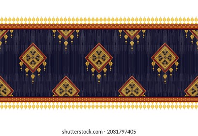 Ikat-indisches ethnisches Muster. Azteken Stoffteppich Mandala Ornament boho chevron Textil-Dekoration Tapete. Stammtisch-Truthahn, traditionell Stickereien, orientalische Vektorgrafiken Hintergrund.