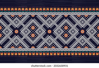 Ikat Patrón étnico indio. Moqueta de tela azteca mandala adorno boho chevron decoración textil papel de pared. Antecedentes de los vectores orientales del bordado tradicional de pavo tribal.