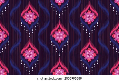 Ikat Indian ethnic pattern. Aztec fabric carpet mandala ornament boho chevron textile decoration wallpaper. Tribal native turkey African traditional embroidery oriental vector illustrations background
