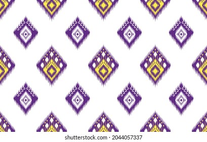 Ikat Patrón étnico indio. Moqueta de tela azteca mandala adorno boho chevron decoración textil papel de pared. Tradición tribal de pavo africano tradicional bordado ilustraciones de vector orientales fondo 