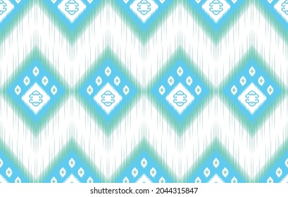 Ikat Indian ethnic pattern. Aztec fabric carpet mandala ornament boho chevron textile decoration wallpaper. Tribal turkey African traditional embroidery oriental vector illustrations background 
