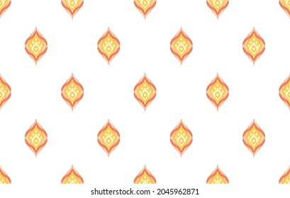 Ikat Indian ethnic pattern. Aztec fabric carpet mandala ornament boho chevron textile decoration wallpaper. Tribal turkey African traditional embroidery oriental vector illustrations background 