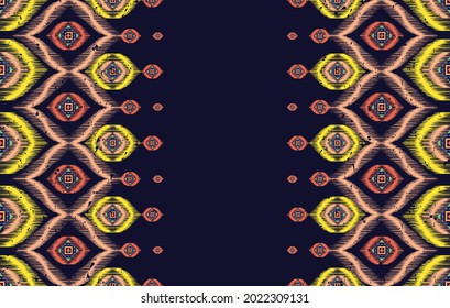 Ikat Diseño de patrones étnicos indios. Moqueta de tela azteca mandala adorno boho chevron decoración textil papel de pared. Textura tribal tradicional de bordado ilustraciones nativas africanas del fondo de los vectores