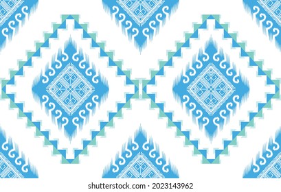 Ikat Diseño de patrones étnicos indios. Moqueta de tela azteca mandala adorno boho chevron decoración textil papel de pared. Tradicional bordado ornamento tribal ilustraciones de vectores africanos africanos.
