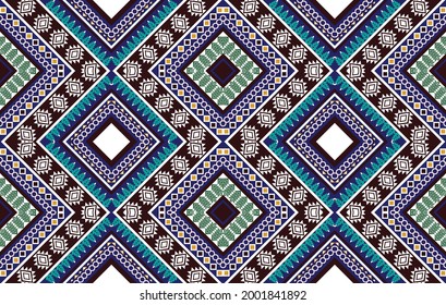 Ikat Indian ethnic pattern seamless design. Aztec fabric carpet mandala ornament boho native chevron textile decoration wallpaper. Geometric traditional embroidery vector illustrations background.