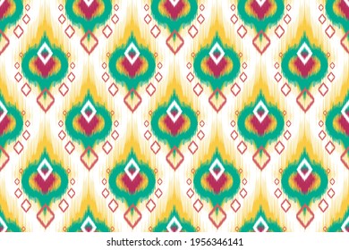 Ikat Indian seamless pattern design for fabric textile. Molde patron abstracts . Aztec, boho, geometric, fabric, ethnic, ikat, native, tribal, carpet, mandala, African, American chevron vector.