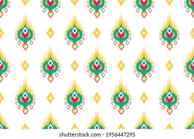 Ikat Indian seamless pattern design for fabric textile. Molde patron abstracts . Aztec, boho, geometric, fabric, ethnic, ikat, native, tribal, carpet, mandala, African, American chevron vector.